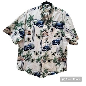 Natural Issue XL Mens Short Sleeve Dress Shirt Tropical Hawaiian Surf Board